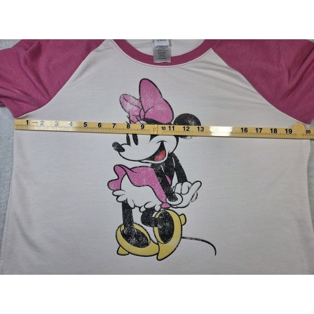 Disney Minnie Mouse Graphic Sweatshirt Womens Large Pink Raglan Crewneck... - Picture 6 of 8